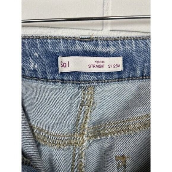 So High Rise Straight Distressed Blue Jeans Women's Juniors Size 9/29W - Picture 5 of 12